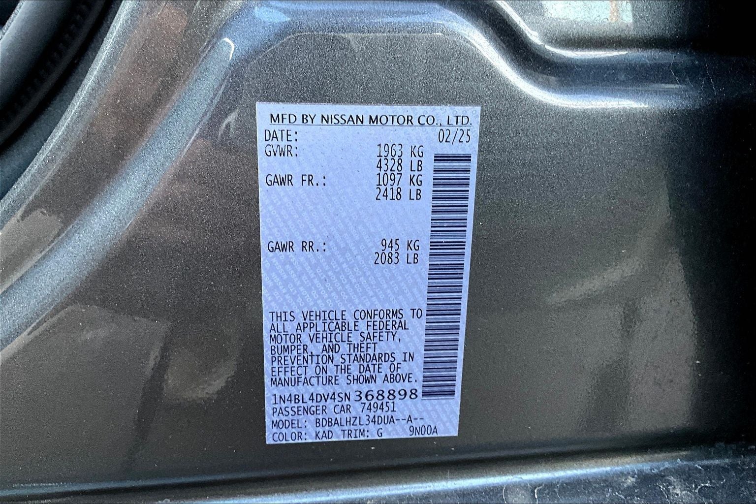2025 Nissan Altima 2.5 SV