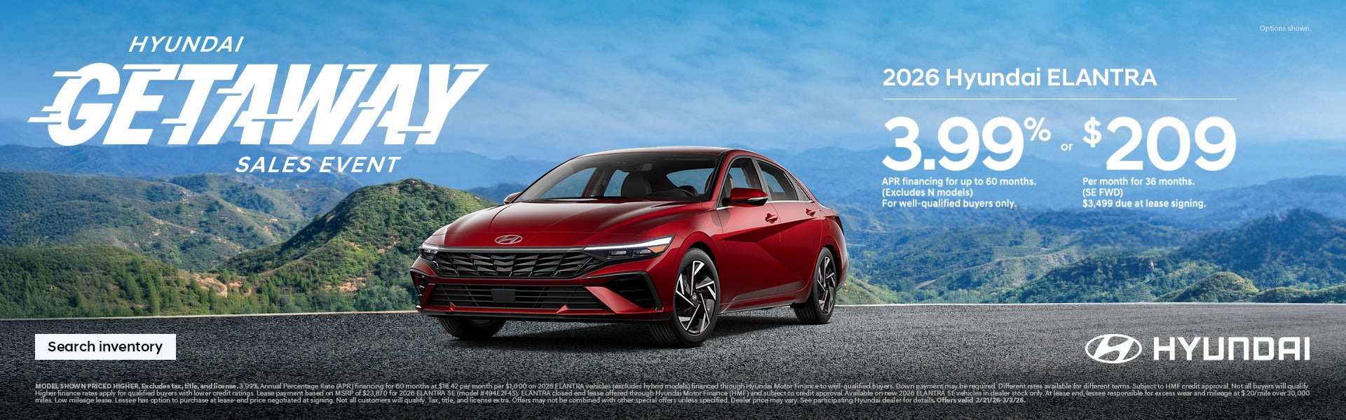 2026 Hyundai Elantra South-Central APR or Lease Offer